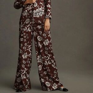 Anthropologie Low Rise Wide Leg Pants Size 8 Floral